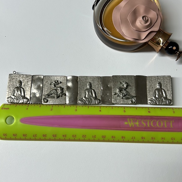 🖤Vtg Dragon & Buddha panel bracelet - Picture 9 of 11